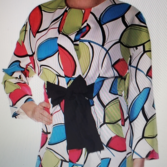 Nine West Women's Printed Wrap Topper Jacket Green - Picture 2 of 7